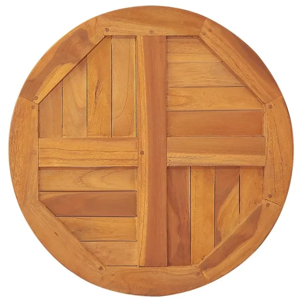 VidaXL Dessus De Table Bois De Teck Solide Rond 2,5 Cm 50 Cm 4