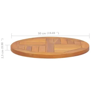 VidaXL Dessus De Table Bois De Teck Solide Rond 2,5 Cm 50 Cm 15