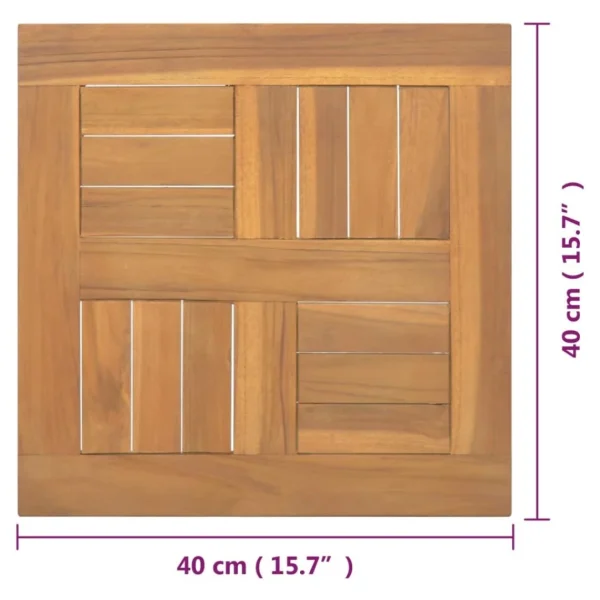 VidaXL Dessus De Table Carré 40x40x2,5 Cm Bois De Teck Massif 6