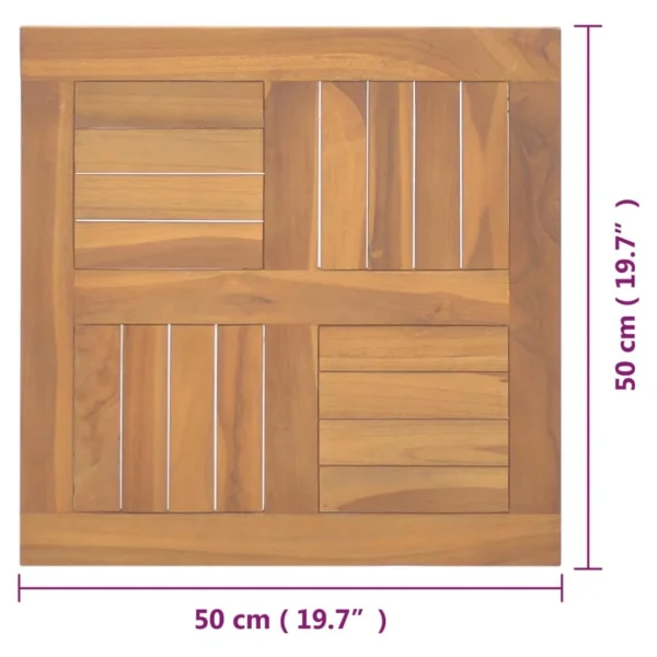 VidaXL Dessus De Table Carré 50x50x2,5 Cm Bois De Teck Massif 6