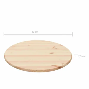 VidaXL Dessus De Table Pin Naturel Rond 25 Mm 80 Cm 12