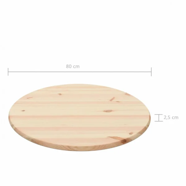 VidaXL Dessus De Table Pin Naturel Rond 25 Mm 80 Cm 5