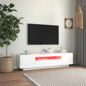 VidaXL Meuble TV Avec Lumières LED Blanc 160x35x40 Cm 11