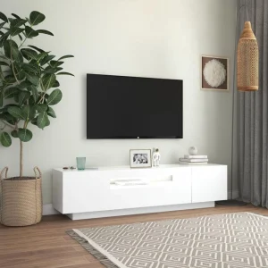 VidaXL Meuble TV Avec Lumières LED Blanc 160x35x40 Cm 13