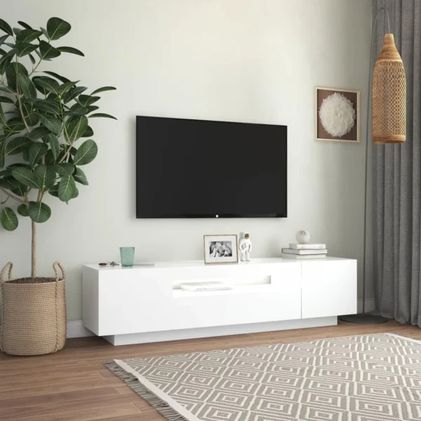 VidaXL Meuble TV Avec Lumières LED Blanc 160x35x40 Cm 5