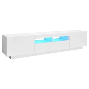 VidaXL Meuble TV Avec Lumières LED Blanc 180x35x40 Cm 9