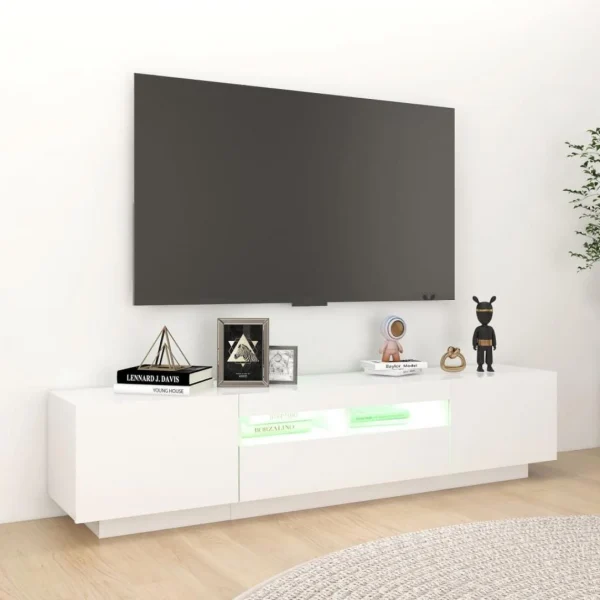 VidaXL Meuble TV Avec Lumières LED Blanc 180x35x40 Cm 5