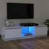 VidaXL Meuble TV Avec Lumières LED Blanc Brillant 120x30x35,5 Cm 19