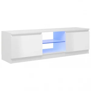 VidaXL Meuble TV Avec Lumières LED Blanc Brillant 120x30x35,5 Cm 9