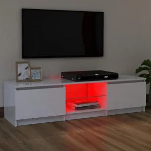 VidaXL Meuble TV Avec Lumières LED Blanc Brillant 120x30x35,5 Cm 11