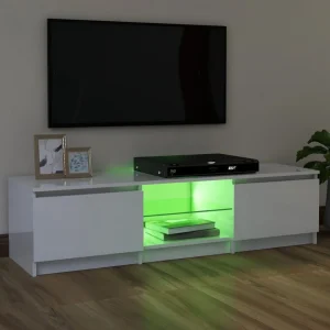 VidaXL Meuble TV Avec Lumières LED Blanc Brillant 120x30x35,5 Cm 13