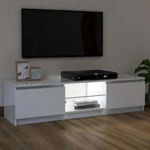 VidaXL Meuble TV Avec Lumières LED Blanc Brillant 120x30x35,5 Cm 15