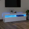 VidaXL Meuble TV Avec Lumières LED Blanc Brillant 120x35x40 Cm 17