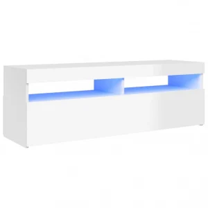 VidaXL Meuble TV Avec Lumières LED Blanc Brillant 120x35x40 Cm 9