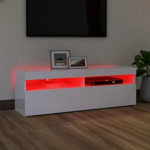 VidaXL Meuble TV Avec Lumières LED Blanc Brillant 120x35x40 Cm 13