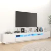 VidaXL Meuble TV Avec Lumières LED Blanc Brillant 260x35x40 Cm 17