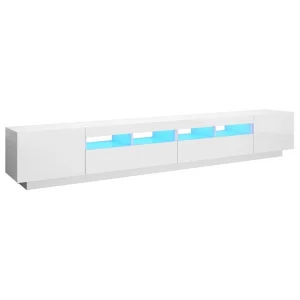 VidaXL Meuble TV Avec Lumières LED Blanc Brillant 260x35x40 Cm 9