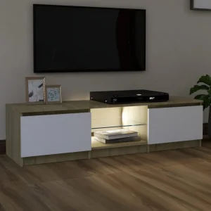 VidaXL Meuble TV Avec Lumières LED Blanc Et Chêne Sonoma 140x40x35,5… 15