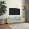 VidaXL Meuble TV Avec Lumières LED Chêne Sonoma 160x35x40 Cm 14