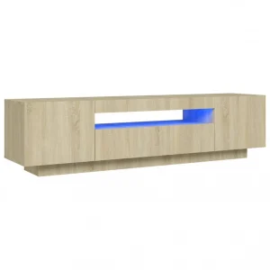 VidaXL Meuble TV Avec Lumières LED Chêne Sonoma 160x35x40 Cm 9