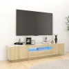 VidaXL Meuble TV Avec Lumières LED Chêne Sonoma 180x35x40 Cm 8