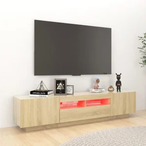 VidaXL Meuble TV Avec Lumières LED Chêne Sonoma 180x35x40 Cm 13