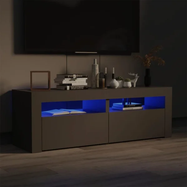 VidaXL Meuble TV Avec Lumières LED Gris 120x35x40 Cm 1