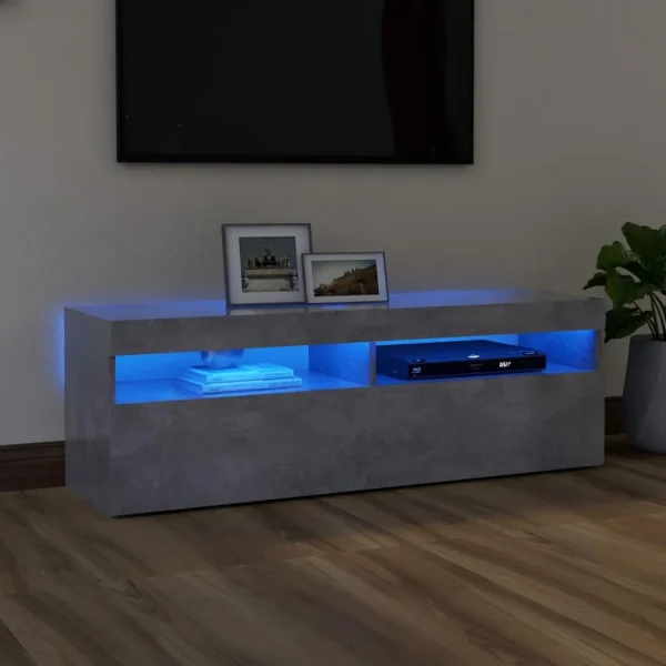 VidaXL Meuble TV Avec Lumières LED Gris Béton 120x35x40 Cm 1