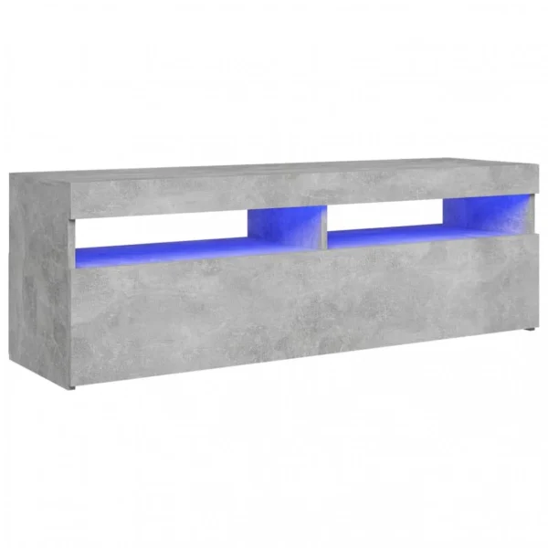 VidaXL Meuble TV Avec Lumières LED Gris Béton 120x35x40 Cm 3