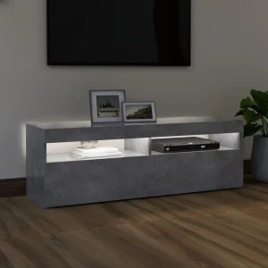 VidaXL Meuble TV Avec Lumières LED Gris Béton 120x35x40 Cm 11