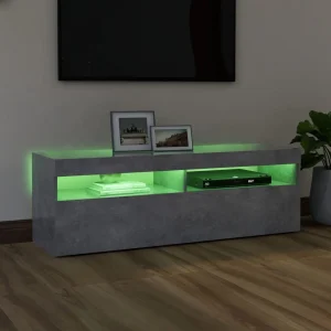 VidaXL Meuble TV Avec Lumières LED Gris Béton 120x35x40 Cm 15