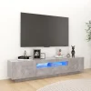 VidaXL Meuble TV Avec Lumières LED Gris Béton 180x35x40 Cm 19