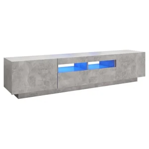 VidaXL Meuble TV Avec Lumières LED Gris Béton 180x35x40 Cm 9