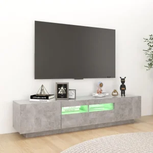 VidaXL Meuble TV Avec Lumières LED Gris Béton 180x35x40 Cm 11