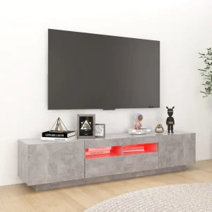 VidaXL Meuble TV Avec Lumières LED Gris Béton 180x35x40 Cm 13