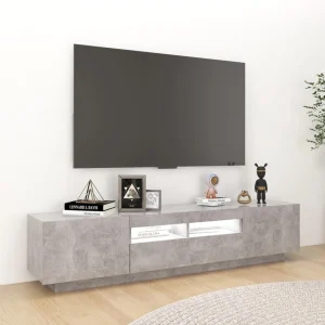 VidaXL Meuble TV Avec Lumières LED Gris Béton 180x35x40 Cm 15