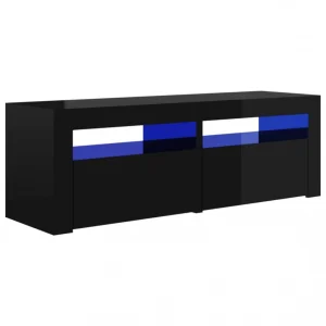 VidaXL Meuble TV Avec Lumières LED Noir Brillant 120x35x40 Cm 9