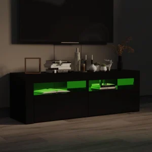 VidaXL Meuble TV Avec Lumières LED Noir Brillant 120x35x40 Cm 11