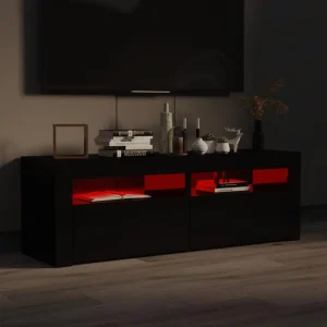 VidaXL Meuble TV Avec Lumières LED Noir Brillant 120x35x40 Cm 13