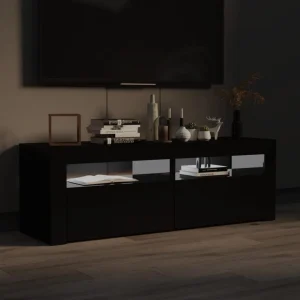 VidaXL Meuble TV Avec Lumières LED Noir Brillant 120x35x40 Cm 15