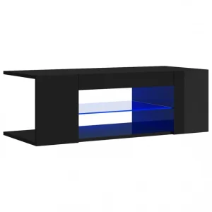 VidaXL Meuble TV Avec Lumières LED Noir Brillant 90x39x30 Cm 9