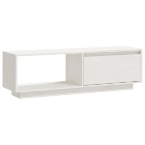 VidaXL Meuble TV Blanc 110x30x33,5 Cm Bois De Pin Massif 9