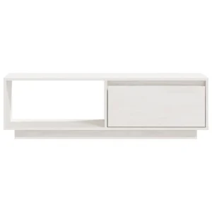 VidaXL Meuble TV Blanc 110x30x33,5 Cm Bois De Pin Massif 15