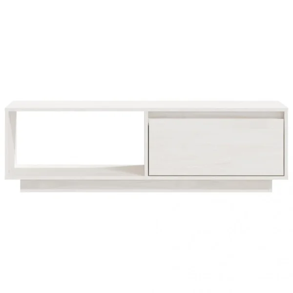 VidaXL Meuble TV Blanc 110x30x33,5 Cm Bois De Pin Massif 6