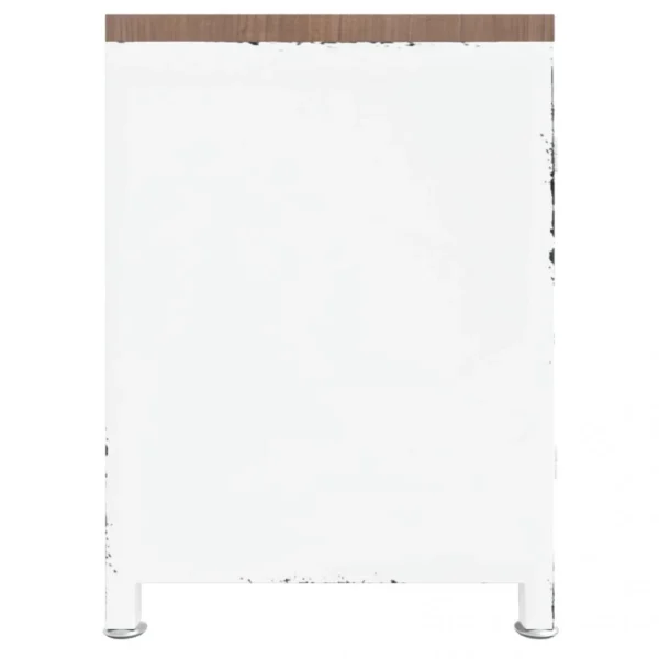 VidaXL Meuble TV Blanc 110x30x40 Cm Fer Et Bois De Sapin Massif 5