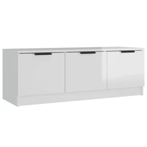 VidaXL Meuble TV Blanc Brillant 102x35x36,5 Cm Bois D’ingénierie 9