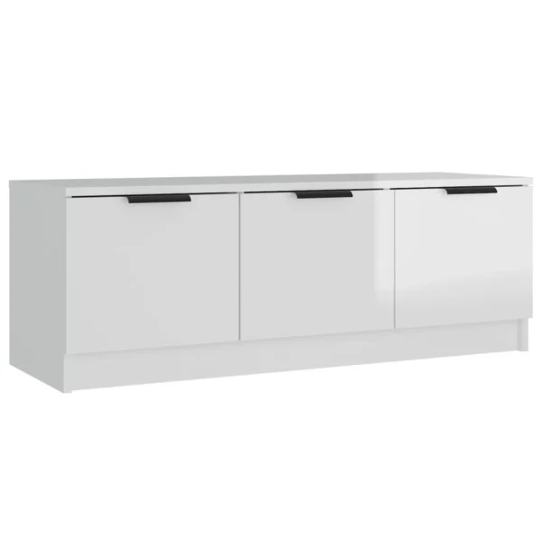 VidaXL Meuble TV Blanc Brillant 102x35x36,5 Cm Bois D’ingénierie 3