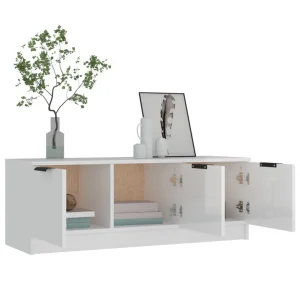 VidaXL Meuble TV Blanc Brillant 102x35x36,5 Cm Bois D’ingénierie 13