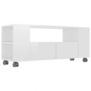 VidaXL Meuble TV Blanc Brillant 120x35x48 Cm Bois D’ingénierie 9