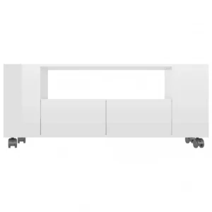 VidaXL Meuble TV Blanc Brillant 120x35x48 Cm Bois D’ingénierie 13